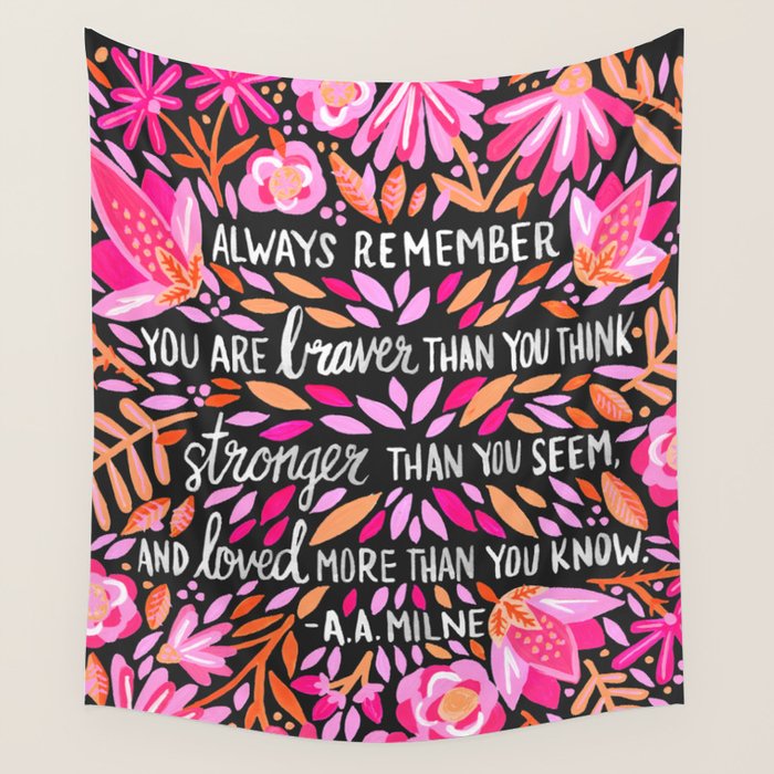 Always Remember - Pink & Charcoal Palette Wall Tapestry Gallery Image 4