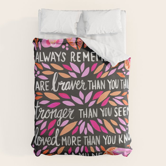 Always Remember - Pink & Charcoal Palette Duvet Cover Gallery Image 6