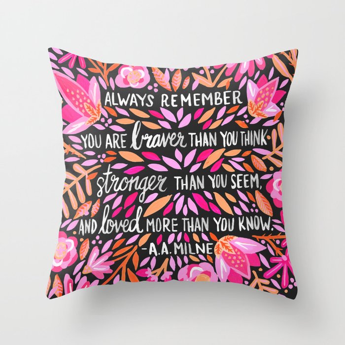 Always Remember - Pink & Charcoal Palette Throw Pillow Gallery Image 6