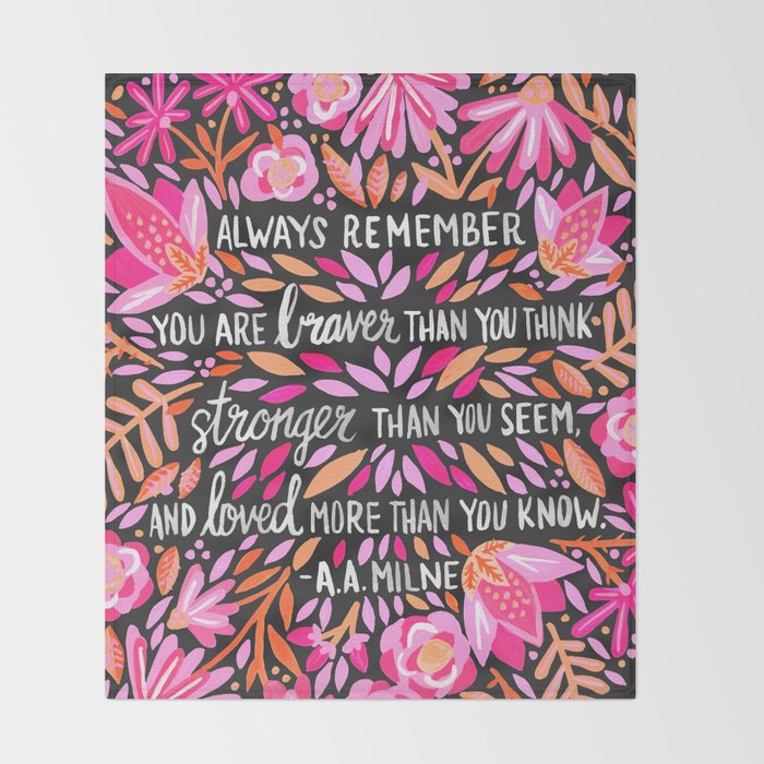 Always Remember - Pink & Charcoal Palette Throw Blanket Gallery Image 2