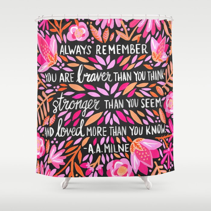 Always Remember - Pink & Charcoal Palette Shower Curtain Gallery Image 1