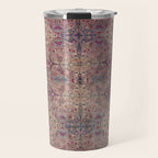 Antique Persian Golden Plum Rose Kirman Rug Print Travel Mug Gallery Image 1