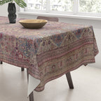 Antique Persian Golden Plum Rose Kirman Rug Print Tablecloth Gallery Image 3