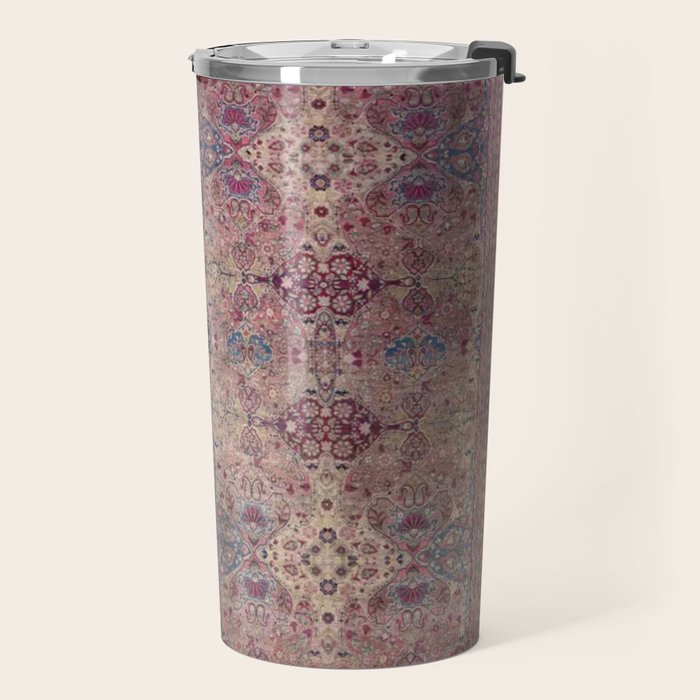 Antique Persian Golden Plum Rose Kirman Rug Print Travel Mug Gallery Image 2
