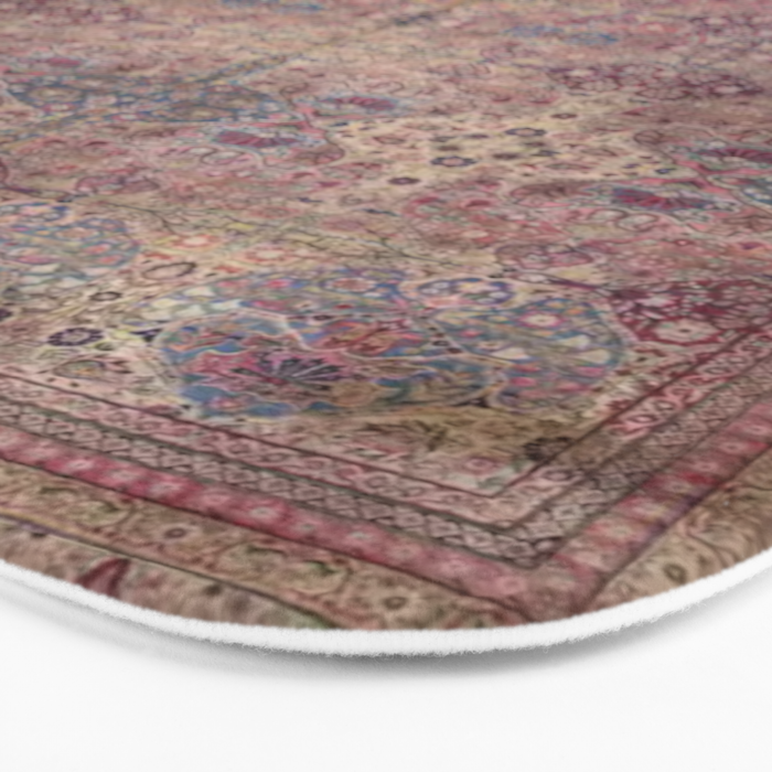 Antique Persian Golden Plum Rose Kirman Rug Print Bath Mat Gallery Image 3