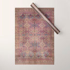 Antique Persian Golden Plum Rose Kirman Rug Print Wrapping Paper Gallery Image 1