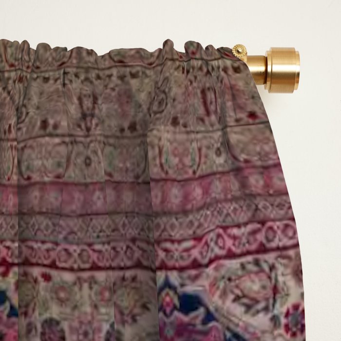 Antique Persian Golden Plum Rose Kirman Rug Print Window Curtain Gallery Image 2