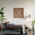 Antique Persian Golden Plum Rose Kirman Rug Print Wood Wall Art Gallery Image 2