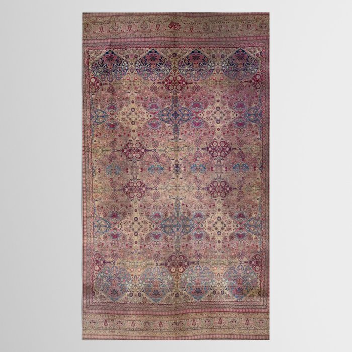 Antique Persian Golden Plum Rose Kirman Rug Print Tablecloth Gallery Image 2