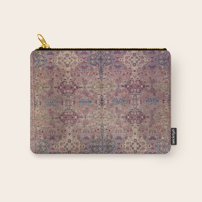 Antique Persian Golden Plum Rose Kirman Rug Print Carry All Pouch Gallery Image 1