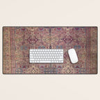 Antique Persian Golden Plum Rose Kirman Rug Print Desk Mat Gallery Image 1