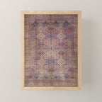 Antique Persian Golden Plum Rose Kirman Rug Print Mini Art Print Gallery Image 1