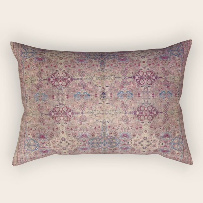 Antique Persian Golden Plum Rose Kirman Rug Print Rectangular Pillow Gallery Image 2