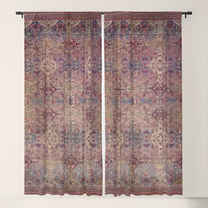 Antique Persian Golden Plum Rose Kirman Rug Print Window Curtain Gallery Image 5