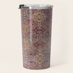 Antique Persian Golden Plum Rose Kirman Rug Print Travel Mug Gallery Image 3