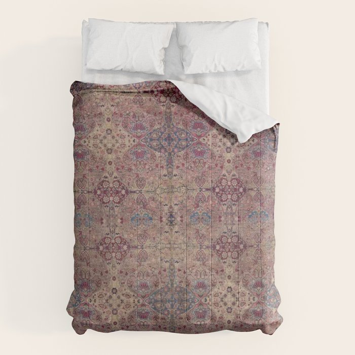 Antique Persian Golden Plum Rose Kirman Rug Print Comforter Gallery Image 1