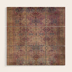 Antique Persian Golden Plum Rose Kirman Rug Print Wood Wall Art Gallery Image 1