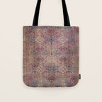Antique Persian Golden Plum Rose Kirman Rug Print Tote Bag Gallery Image 1