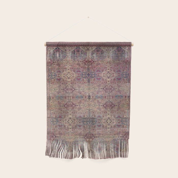 Antique Persian Golden Plum Rose Kirman Rug Print Wall Hanging Gallery Image 1