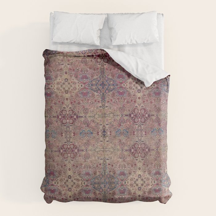 Antique Persian Golden Plum Rose Kirman Rug Print Duvet Cover Gallery Image 6