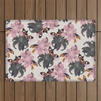 Lilies and butterflies insects Outdoor Rug Gallery Image 1
