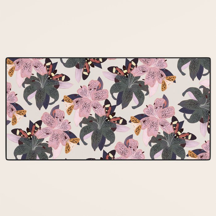 Lilies and butterflies insects Desk Mat Gallery Image 3