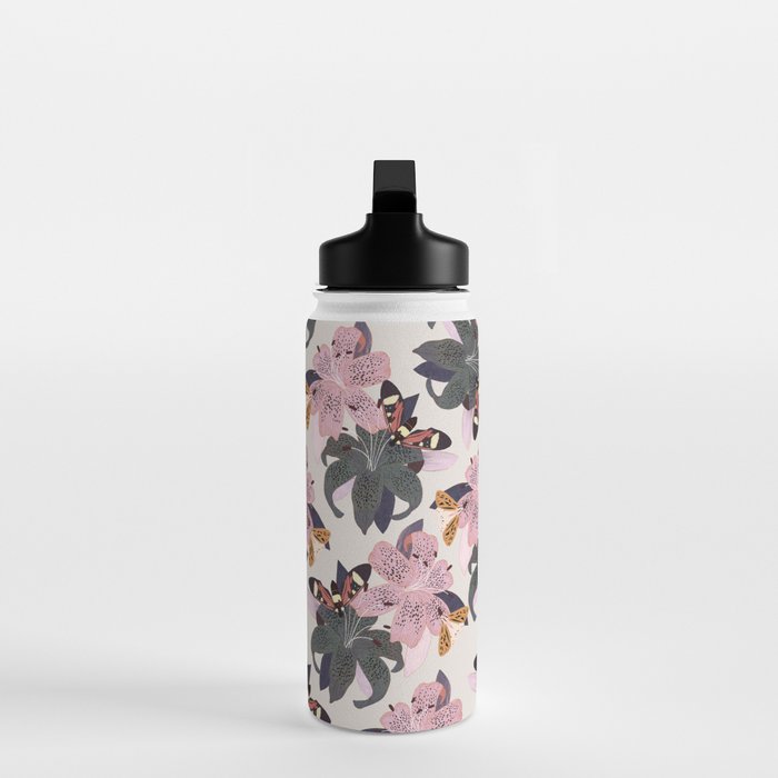 Lilies and butterflies insects Water Bottle Gallery Image 3