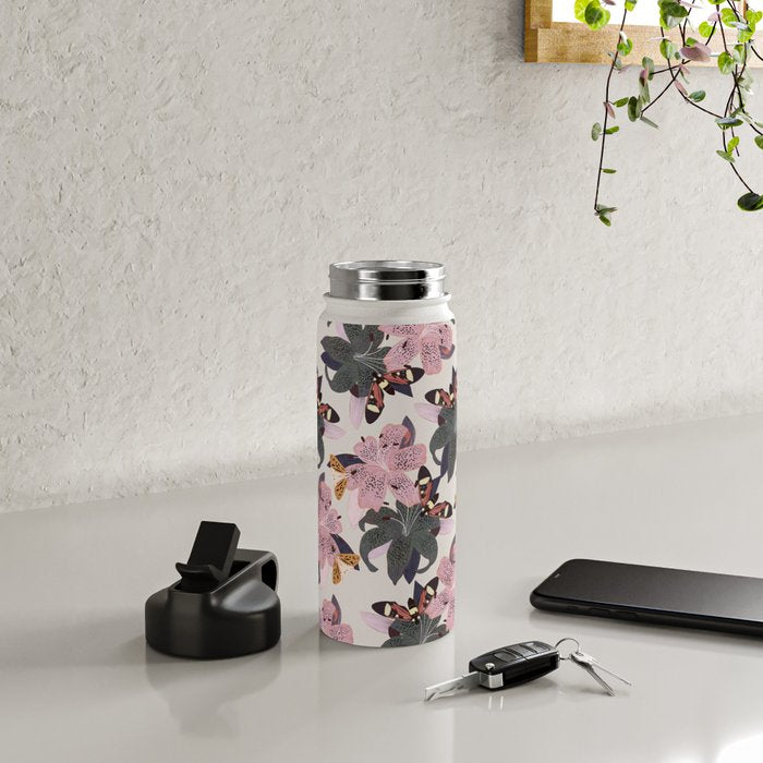 Lilies and butterflies insects Water Bottle Gallery Image 4