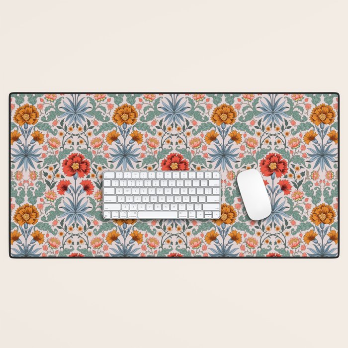  Victorian Botanicals - Carnation in Red and Blue Desk Mat Gallery Image 1
