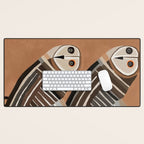 Striped Owl Pair Desk Mat Gallery Image 1