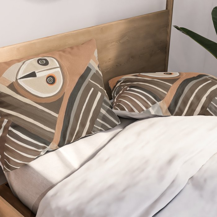Striped Owl Pair Pillow Sham Gallery Image 2