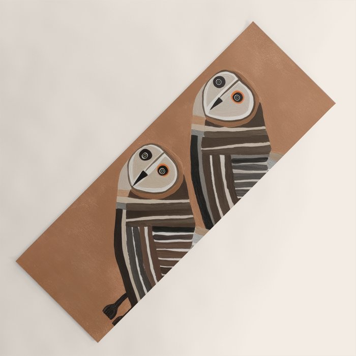 Striped Owl Pair Yoga Mat Gallery Image 1