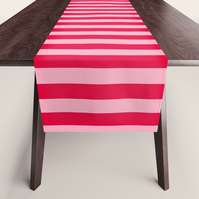Retro, Beach, Colorful Stripes, Pink and Red Table Runner Gallery Image 1