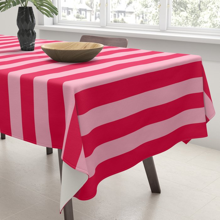 Retro, Beach, Colorful Stripes, Pink and Red Tablecloth Gallery Image 3