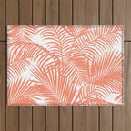 Modern blush coral simple tropical  palm tree pattern Outdoor Rug Gallery Image 1