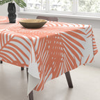 Modern blush coral simple tropical  palm tree pattern Tablecloth Gallery Image 3