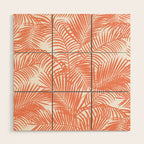 Modern blush coral simple tropical  palm tree pattern Wood Wall Art Gallery Image 1