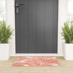 Modern blush coral simple tropical  palm tree pattern Welcome Mat Gallery Image 3
