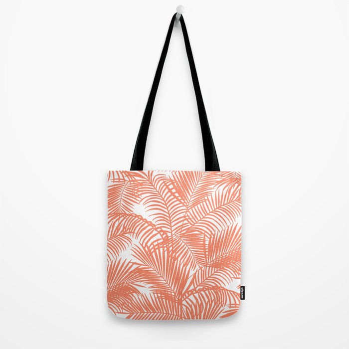 Modern blush coral simple tropical  palm tree pattern Tote Bag Gallery Image 2