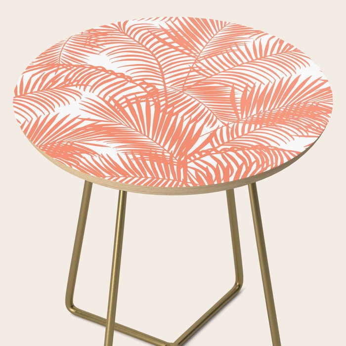 Modern blush coral simple tropical  palm tree pattern Side Table Gallery Image 2