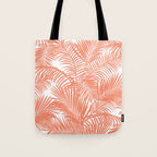 Modern blush coral simple tropical  palm tree pattern Tote Bag Gallery Image 1
