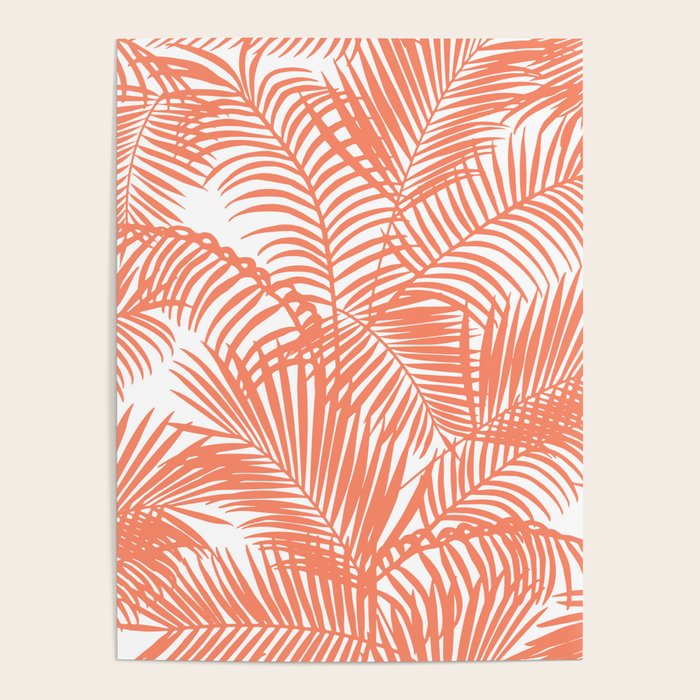 Modern blush coral simple tropical  palm tree pattern Poster Gallery Image 4