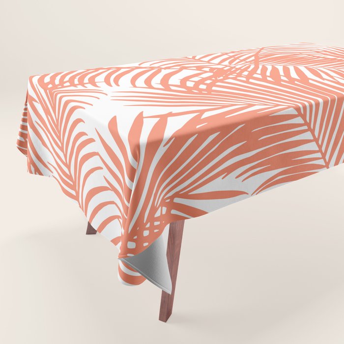 Modern blush coral simple tropical  palm tree pattern Tablecloth Gallery Image 1