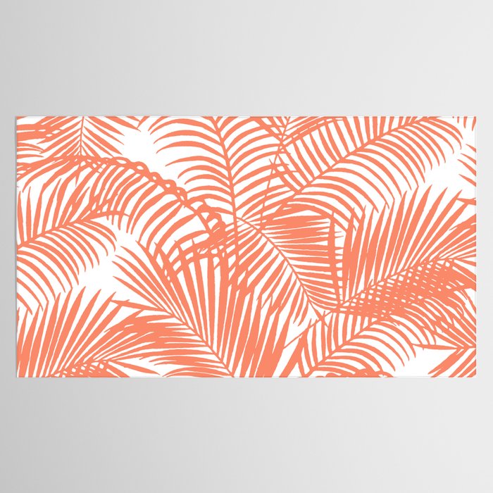Modern blush coral simple tropical  palm tree pattern Tablecloth Gallery Image 2
