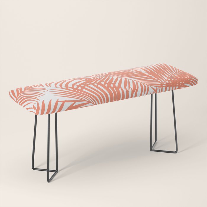Modern blush coral simple tropical  palm tree pattern Bench Gallery Image 1