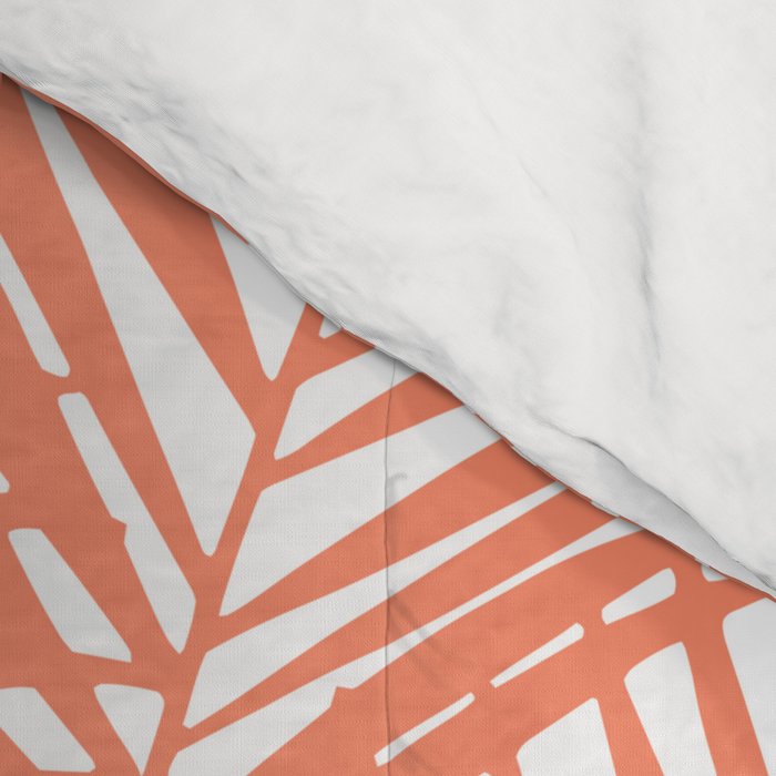 Modern blush coral simple tropical  palm tree pattern Comforter Gallery Image 4