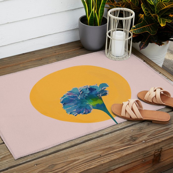 noonday flower | minimal floral Outdoor Rug Gallery Image 2