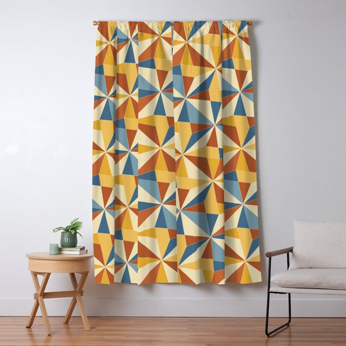 Kaleidoscope Tile Pattern IV Bright Vibrant Summer Window Curtain Gallery Image 5