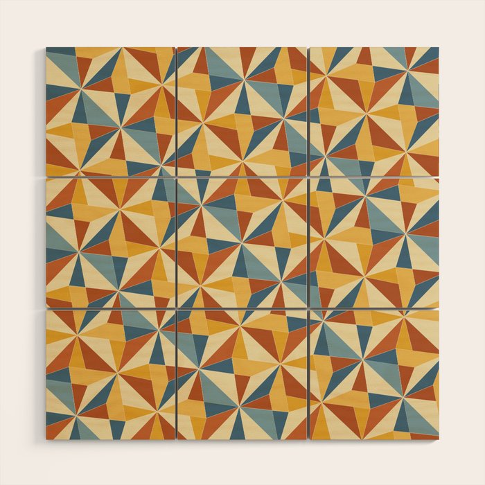Kaleidoscope Tile Pattern IV Bright Vibrant Summer Wood Wall Art Gallery Image 1