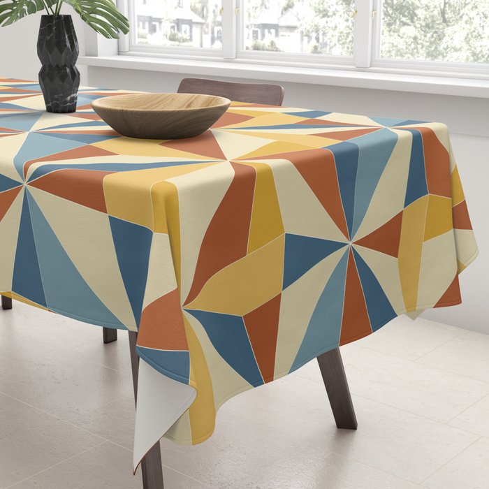 Kaleidoscope Tile Pattern IV Bright Vibrant Summer Tablecloth Gallery Image 3